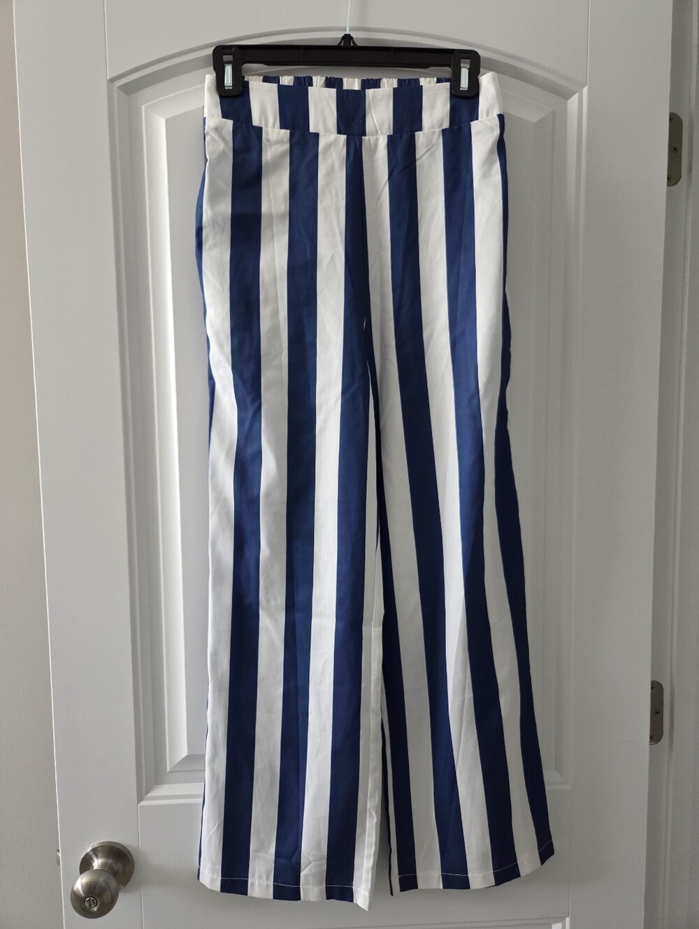 New Blue And White Stripe Pull On Pant